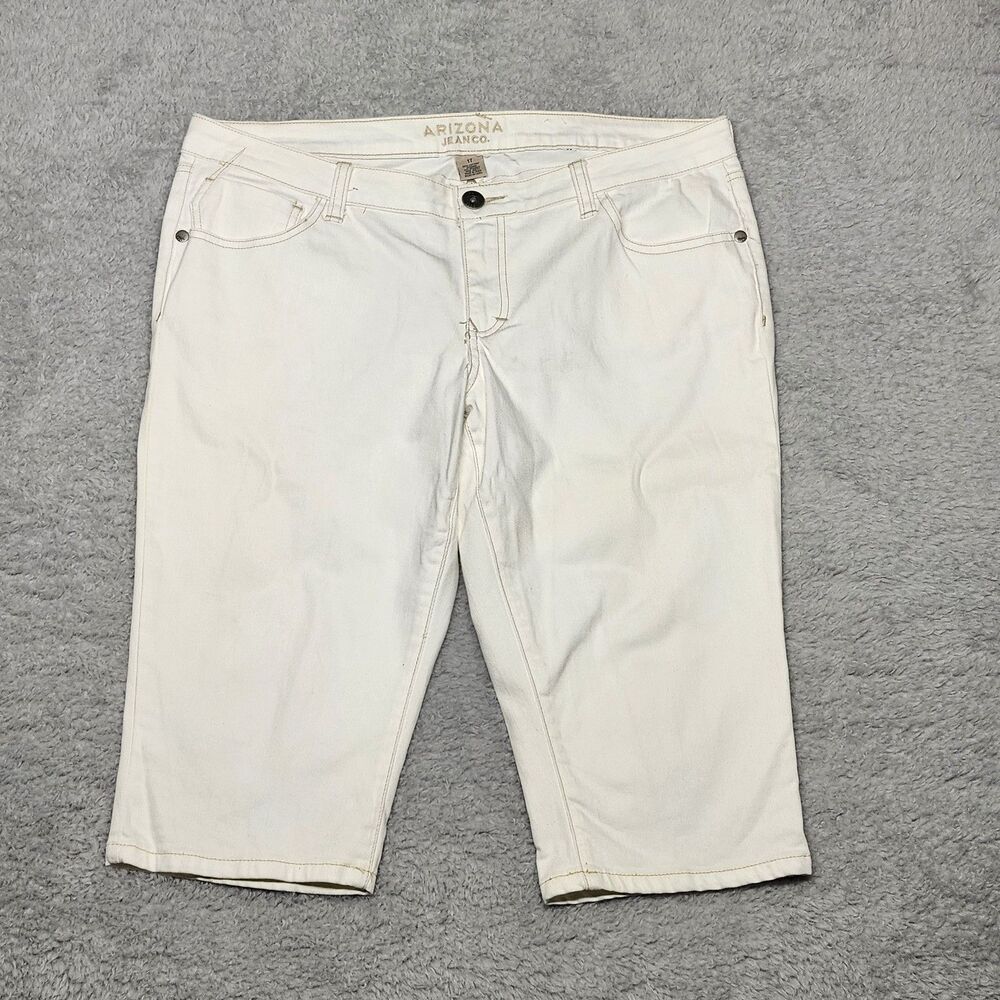 Arizona Jean Co. Women's Size 17 Cream Capris Shorts Stretch Denim Cotton Blend
